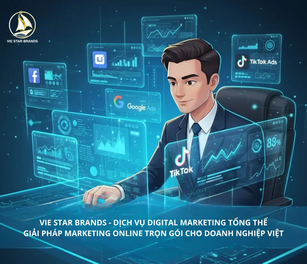 Dịch vụ Digital Marketing tổng thể tại Vie Star Brands – giúp doanh nghiệp Việt tăng trưởng và phát triển thương hiệu.