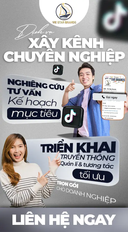 Hình ảnh dịch vụ xây kênh TikTok từ nghiên cứu, lập kế hoạch, triển khai, sản xuất video đến tối ưu và lợi ích