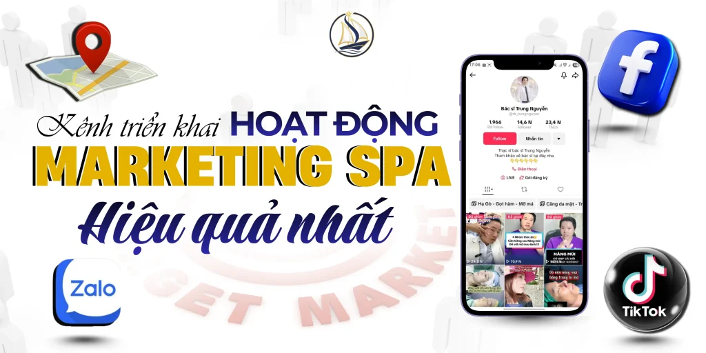 Ảnh tổng hợp các kênh marketing spa hiệu quả theo xu hướng marketing 2025.