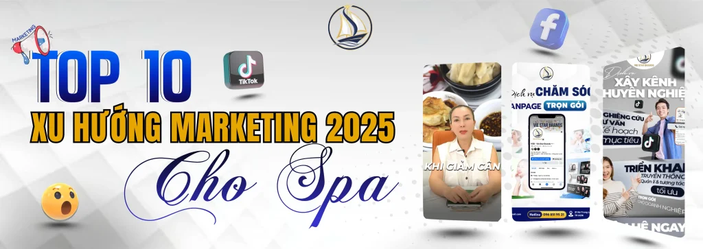Hình tổng hợp top 10 xu hướng marketing 2025 dành cho spa.