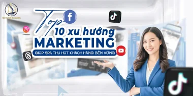 Hình minh họa tổng quan các xu hướng marketing 2025 cho spa và thẩm mỹ viện, bao gồm marketing số, cá nhân hóa trải nghiệm và nội dung lan truyền trên mạng xã hội.